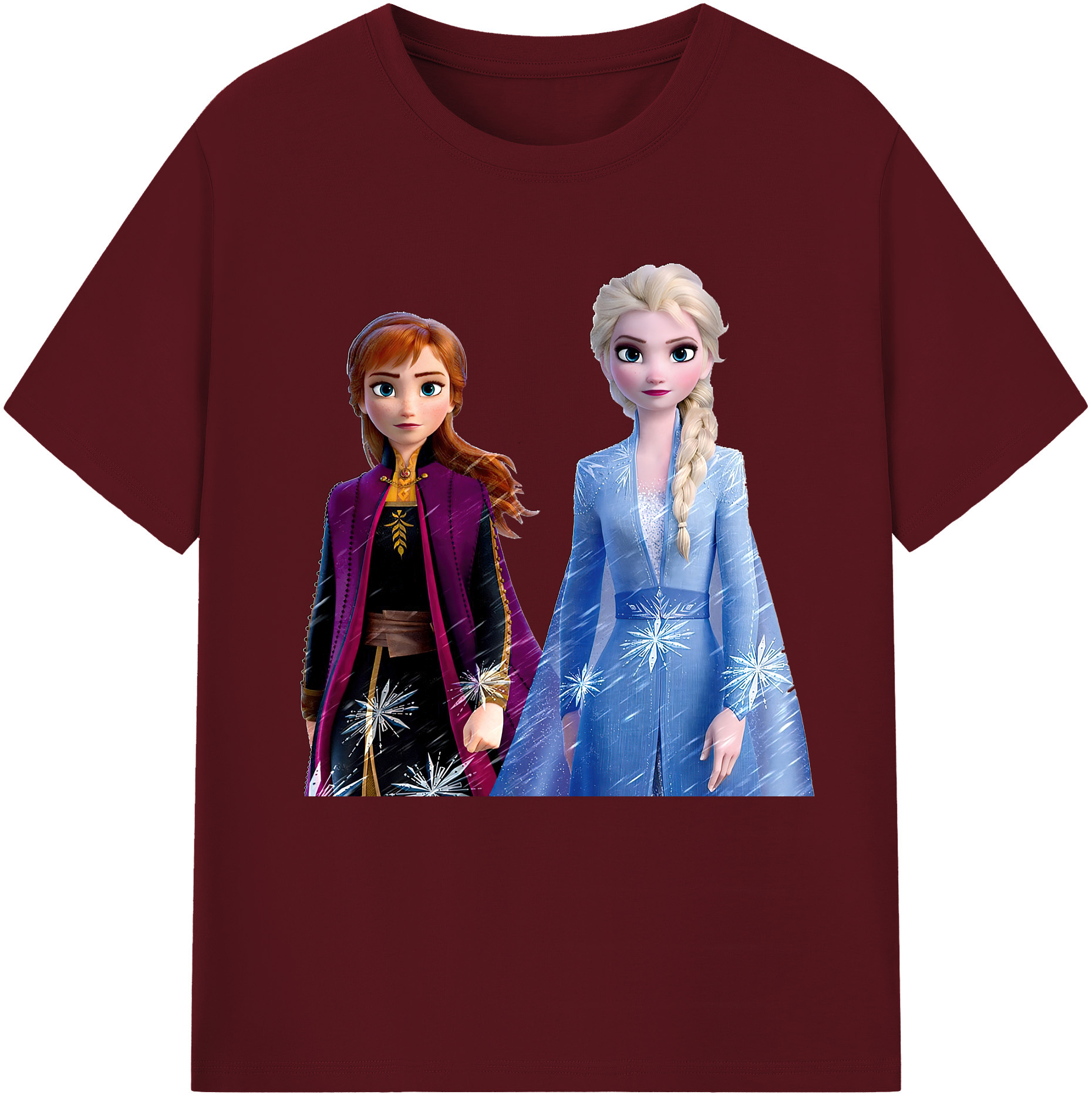 （画像用） アナと雪の女王 アンナ エルサ Frozen Anna Elsa 綿100％半袖Tシャツ（フロントプリント）